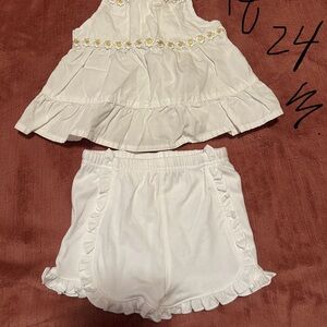White Ruffled Top and Shorts Set